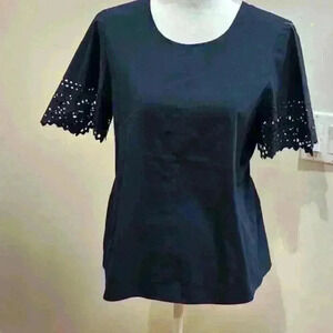 J JILL Navy Shirt/Blouse/Top Cut-Out sleeve detail XS